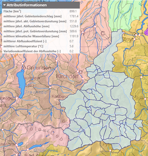 A map of Austria showing hydrological data